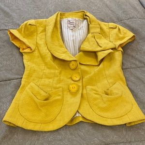 Nanette Lenore yellow short sleeved jacket size 2